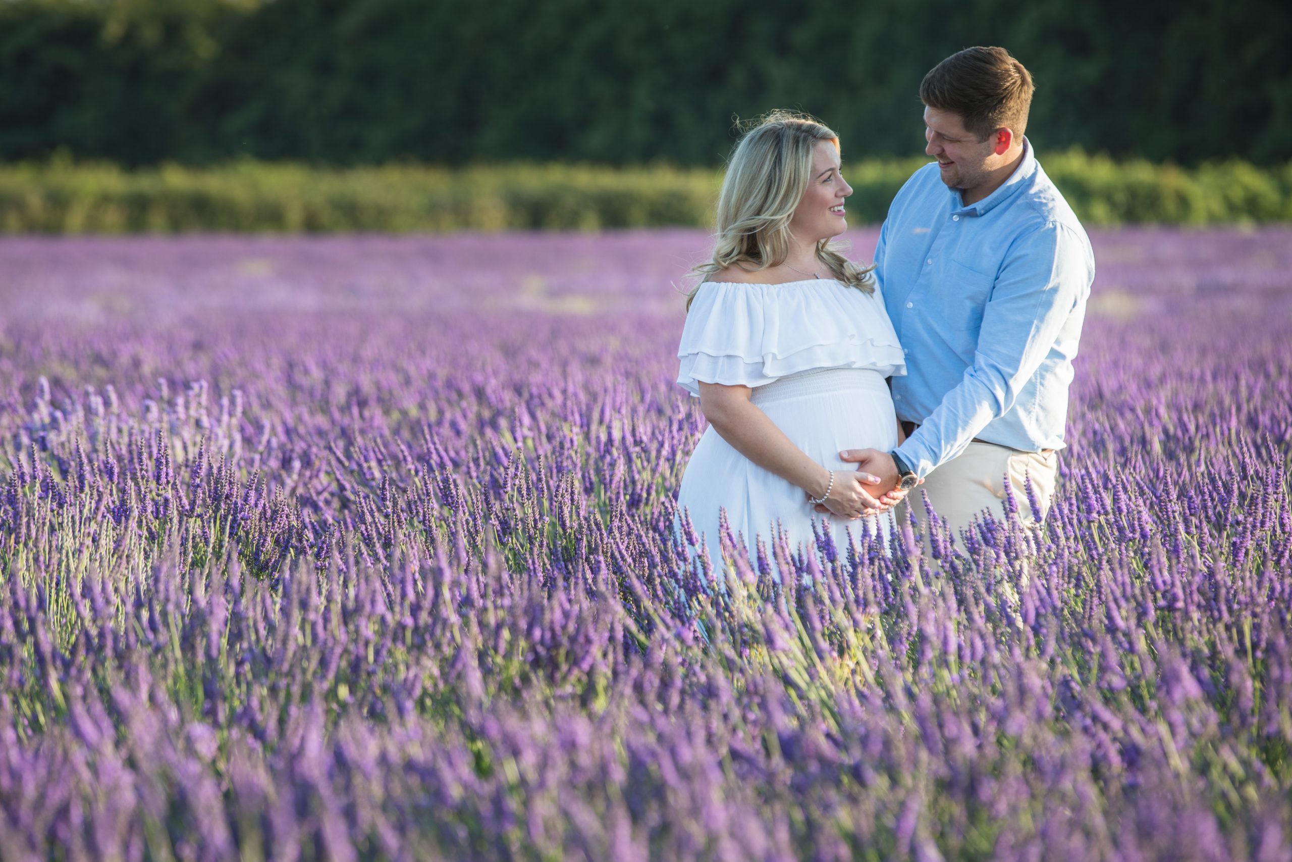 Maternity photographer in a lavender field in Kent